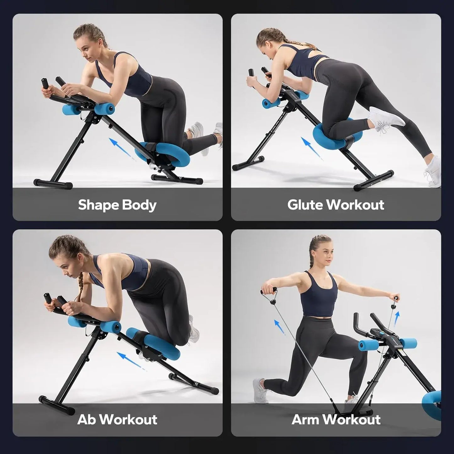 Adjustable Ab Trainer Machine with LCD Monitor – Foldable Core Workout Equipment for Abs, Arms, Legs & Glutes