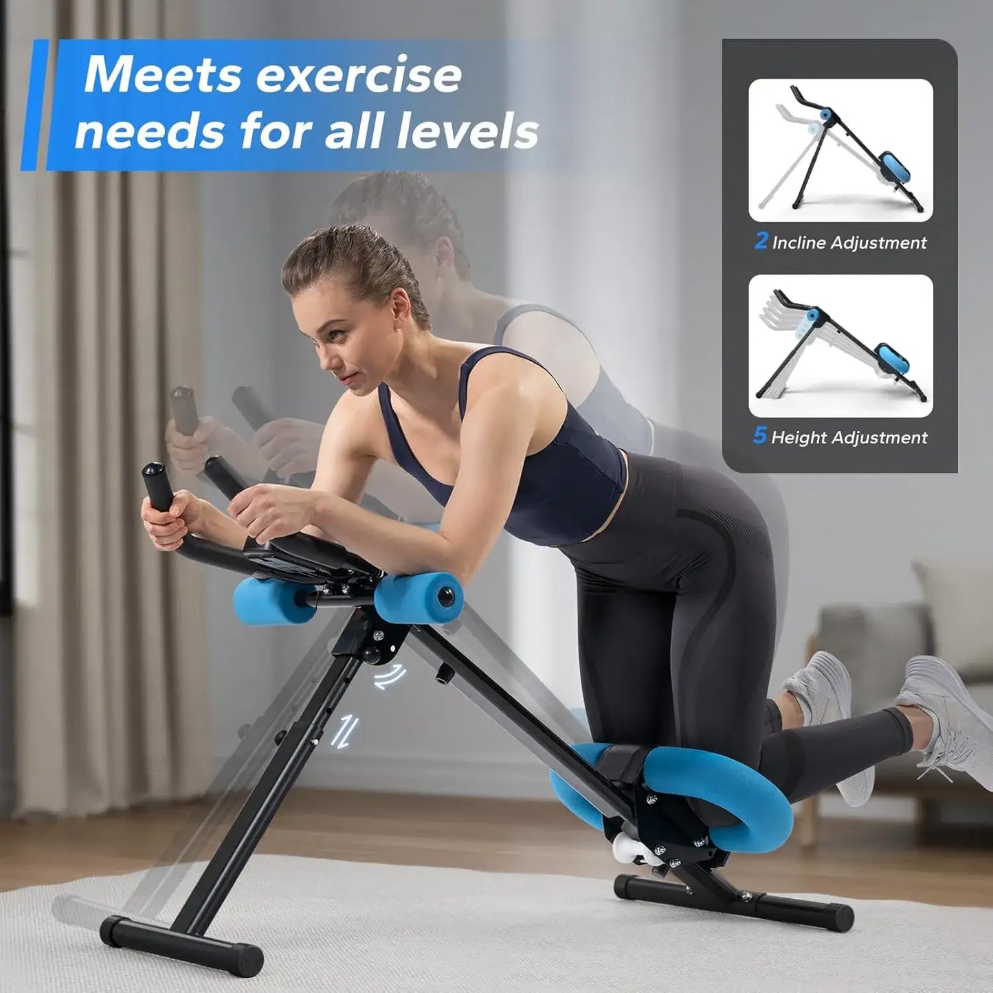 Adjustable Ab Trainer Machine with LCD Monitor – Foldable Core Workout Equipment for Abs, Arms, Legs & Glutes
