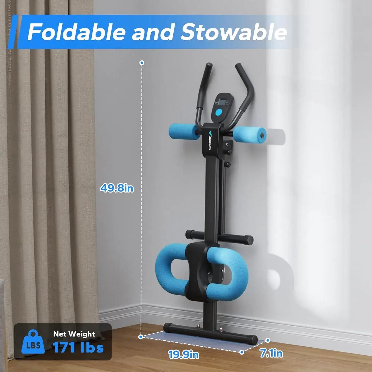 Adjustable Ab Trainer Machine with LCD Monitor – Foldable Core Workout Equipment for Abs, Arms, Legs & Glutes