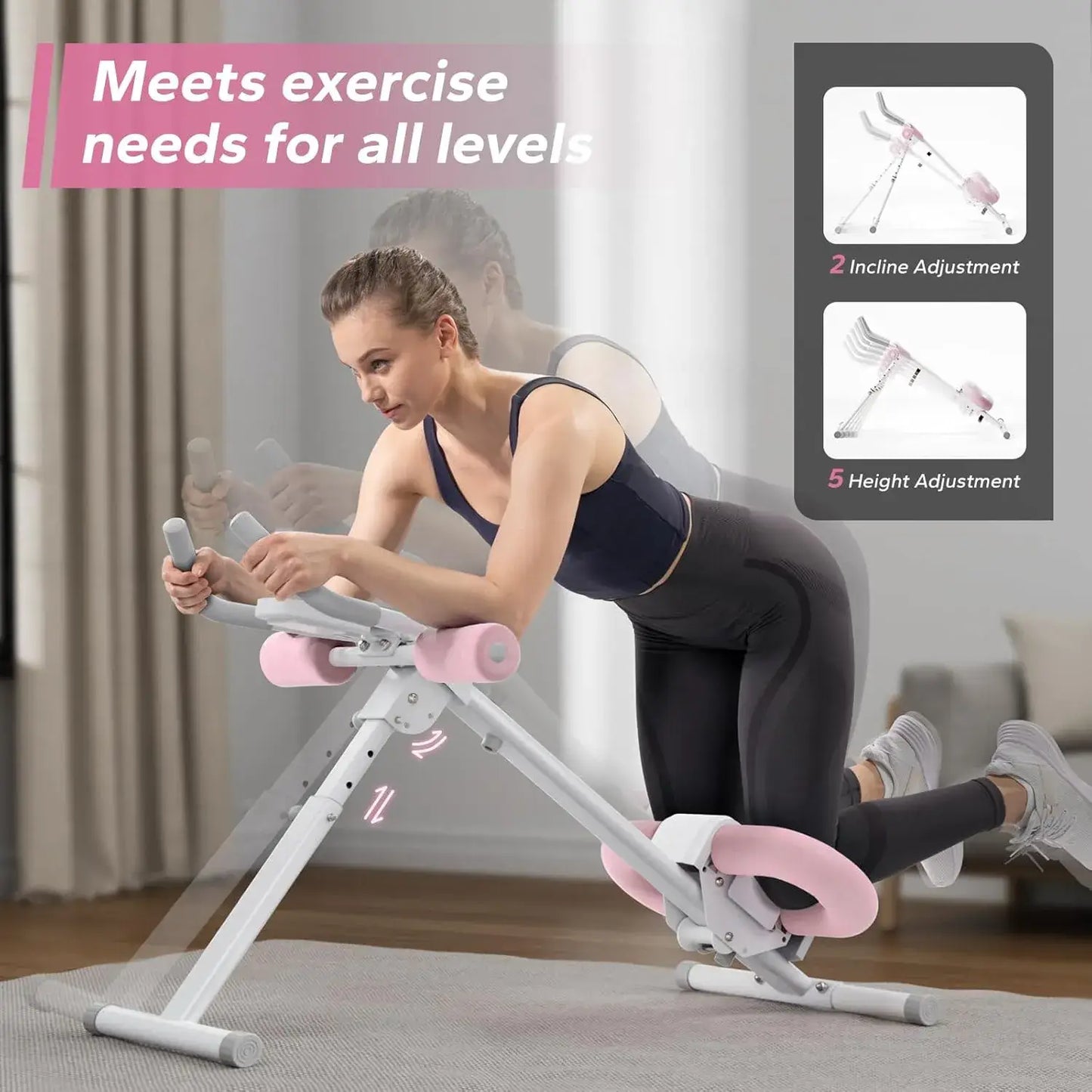 Adjustable Ab Trainer Machine with LCD Monitor – Foldable Core Workout Equipment for Abs, Arms, Legs & Glutes