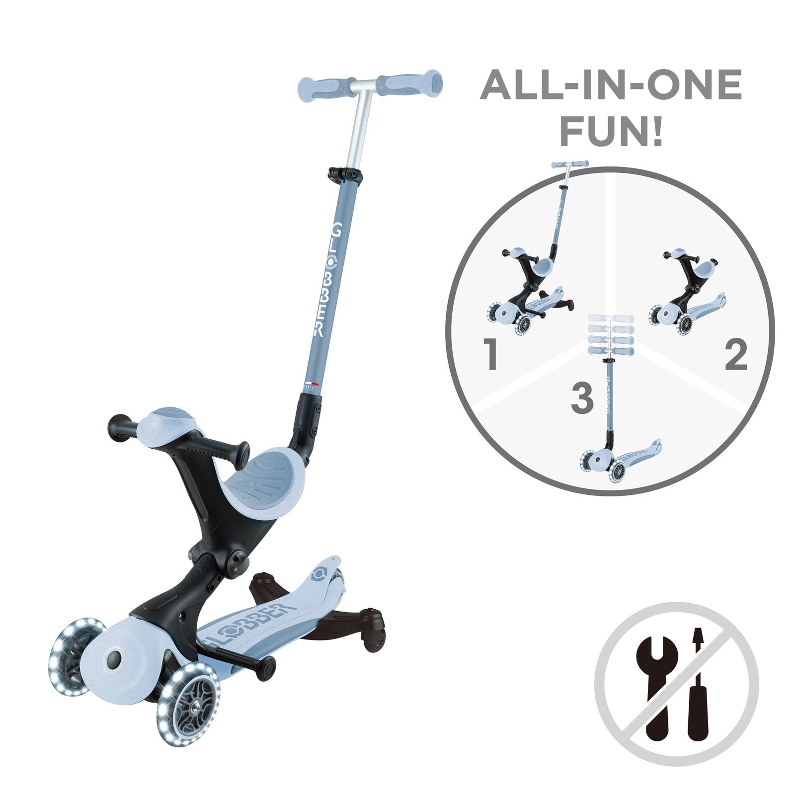 Globber Go Up Deluxe Ecologic 360 Foldable Lights Scooter