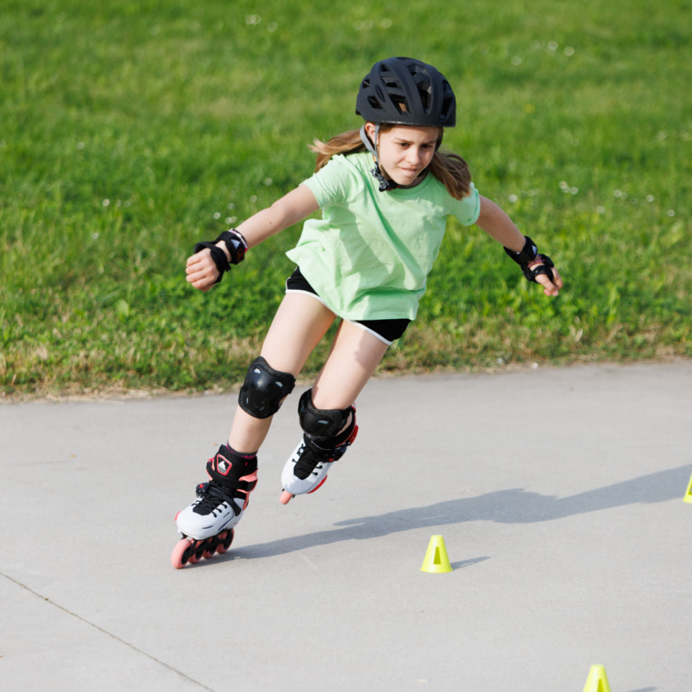 Rollerblade Apex Girls Adjustable Inline Skate - Platinum/Coral