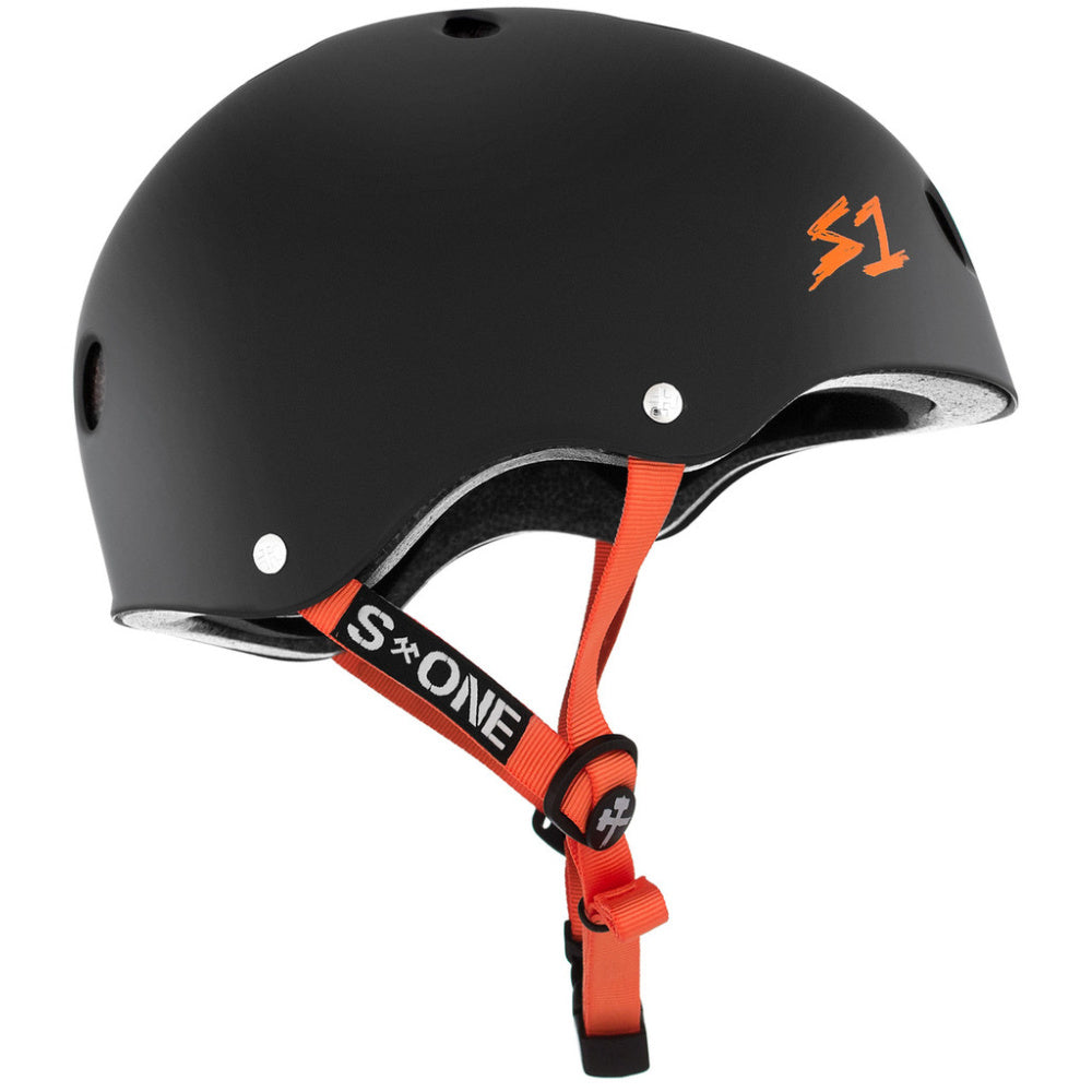 S-One Lifer Helmet - Matte Black with Orange Straps