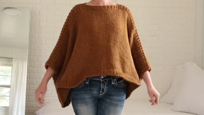 Easy Two Rectangle Modern Poncho Knitting Pattern